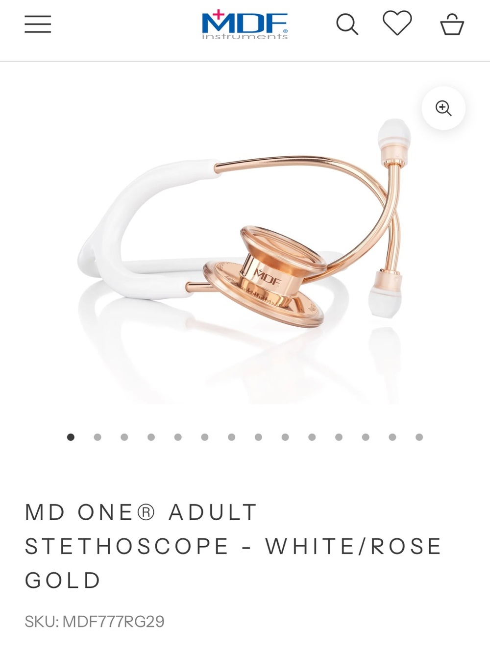 MD One® Adult Stethoscope in White and Rose Gold